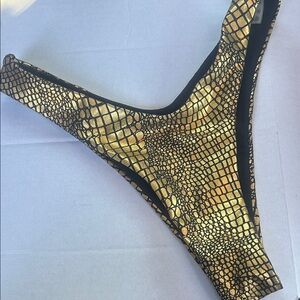 Zaful swim Gold and Black Metallic Pattern Bikini Bottom S